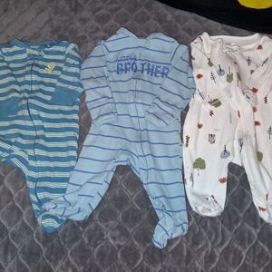 Carter's Blue and White Striped Baby One Pieces